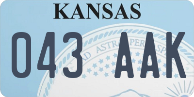 KS license plate 043AAK