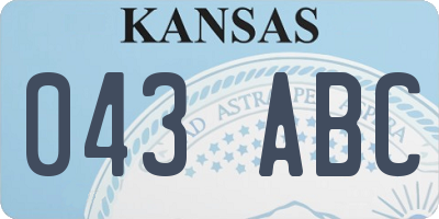 KS license plate 043ABC