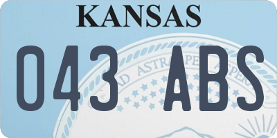 KS license plate 043ABS