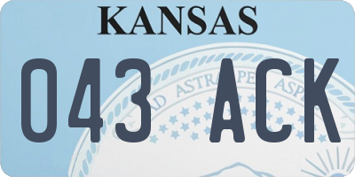 KS license plate 043ACK