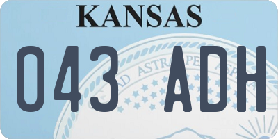 KS license plate 043ADH