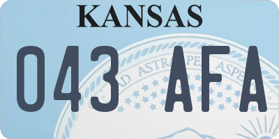 KS license plate 043AFA