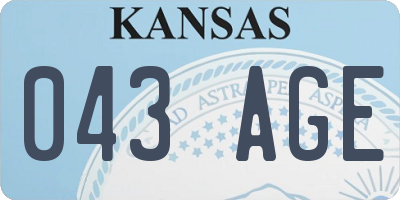 KS license plate 043AGE