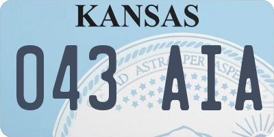 KS license plate 043AIA