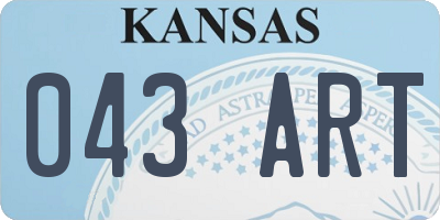 KS license plate 043ART