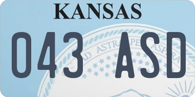 KS license plate 043ASD