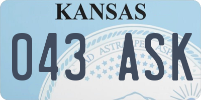 KS license plate 043ASK