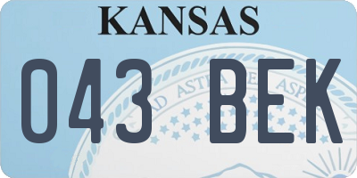 KS license plate 043BEK