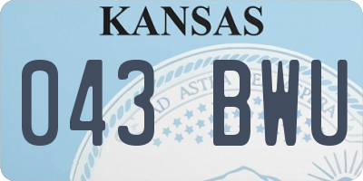KS license plate 043BWU