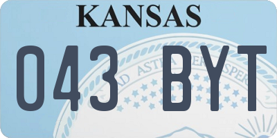 KS license plate 043BYT