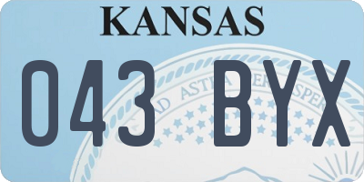 KS license plate 043BYX