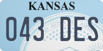 KS license plate 043DES