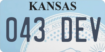 KS license plate 043DEV