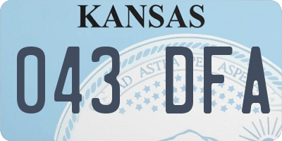 KS license plate 043DFA
