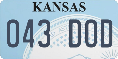 KS license plate 043DOD