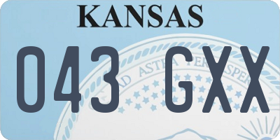 KS license plate 043GXX