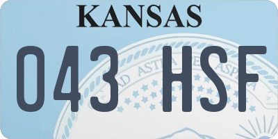 KS license plate 043HSF
