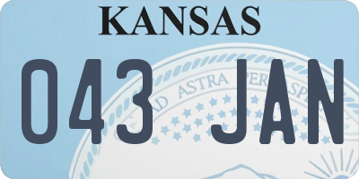 KS license plate 043JAN
