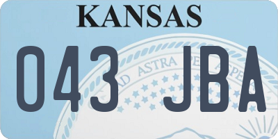 KS license plate 043JBA