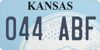 KS license plate 044ABF