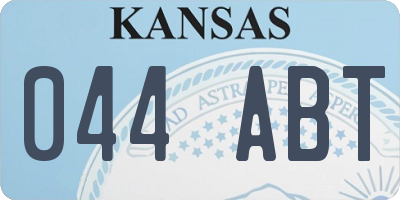 KS license plate 044ABT