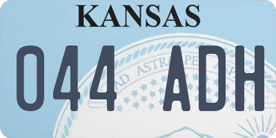 KS license plate 044ADH