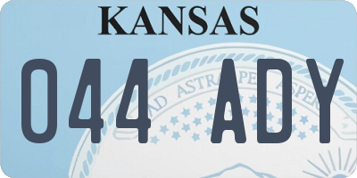 KS license plate 044ADY