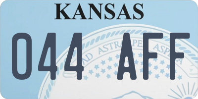 KS license plate 044AFF