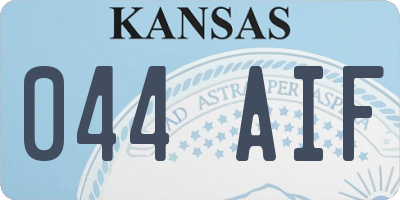 KS license plate 044AIF