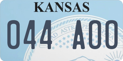 KS license plate 044AOO