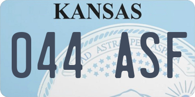 KS license plate 044ASF