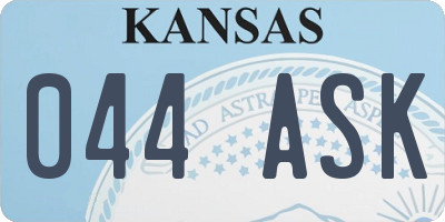 KS license plate 044ASK