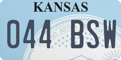 KS license plate 044BSW