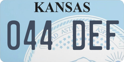 KS license plate 044DEF