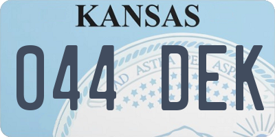 KS license plate 044DEK