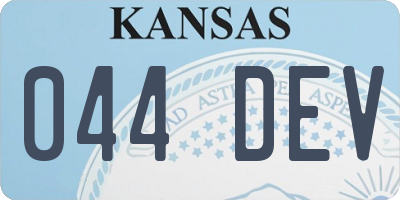KS license plate 044DEV