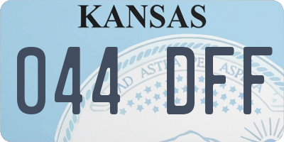 KS license plate 044DFF