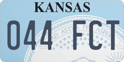 KS license plate 044FCT