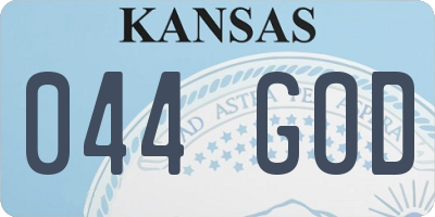 KS license plate 044GOD