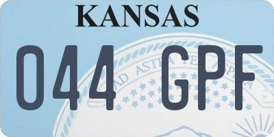 KS license plate 044GPF