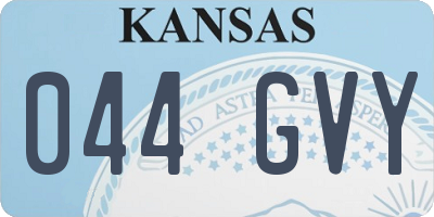 KS license plate 044GVY