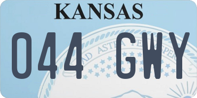 KS license plate 044GWY