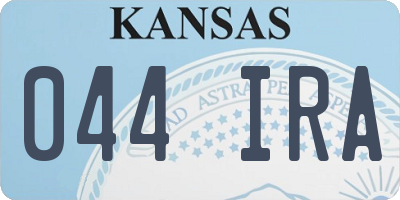 KS license plate 044IRA
