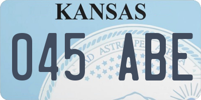 KS license plate 045ABE