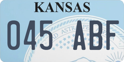 KS license plate 045ABF