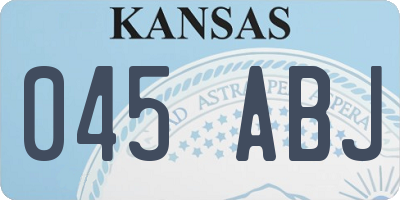 KS license plate 045ABJ