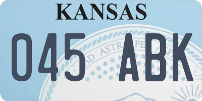 KS license plate 045ABK
