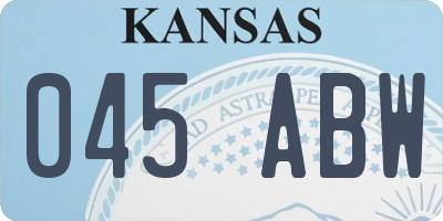 KS license plate 045ABW