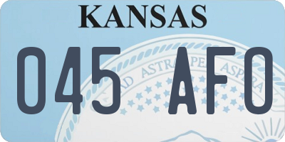 KS license plate 045AFO