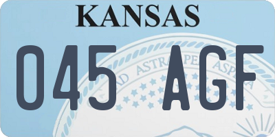KS license plate 045AGF